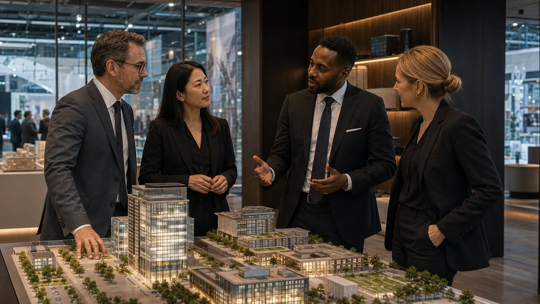 Real estate lawyers and investment professionals networking in Munich for an article about EXPO REAL 2026
