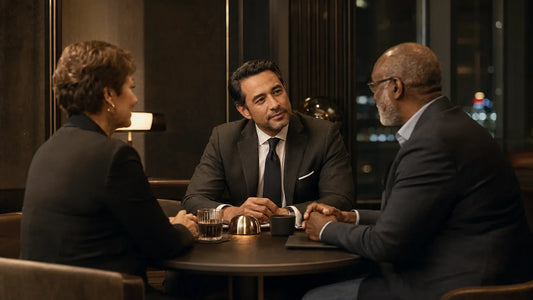 Lawyer building trusted professional relationships through a thoughtful business conversation